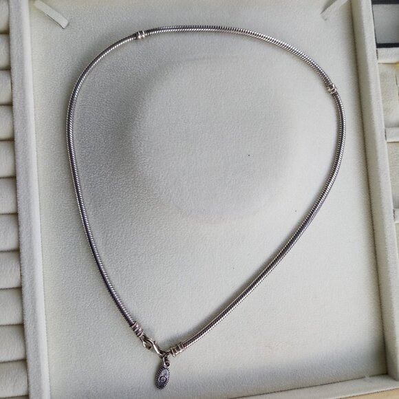 Pandora Sterling Silver 3MM Cable Snake Chain Charm Necklace Lobster Clasp - Picture 2 of 5